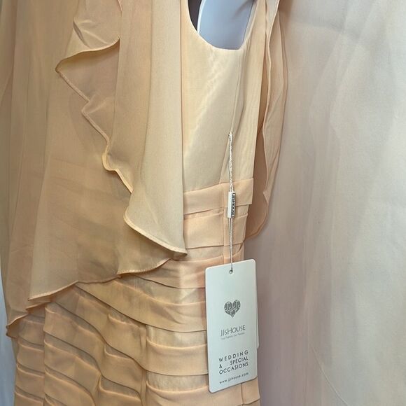 JJ’s House  pearl pink caplet sheath knee length chiffon pleated skirt - Picture 7 of 16